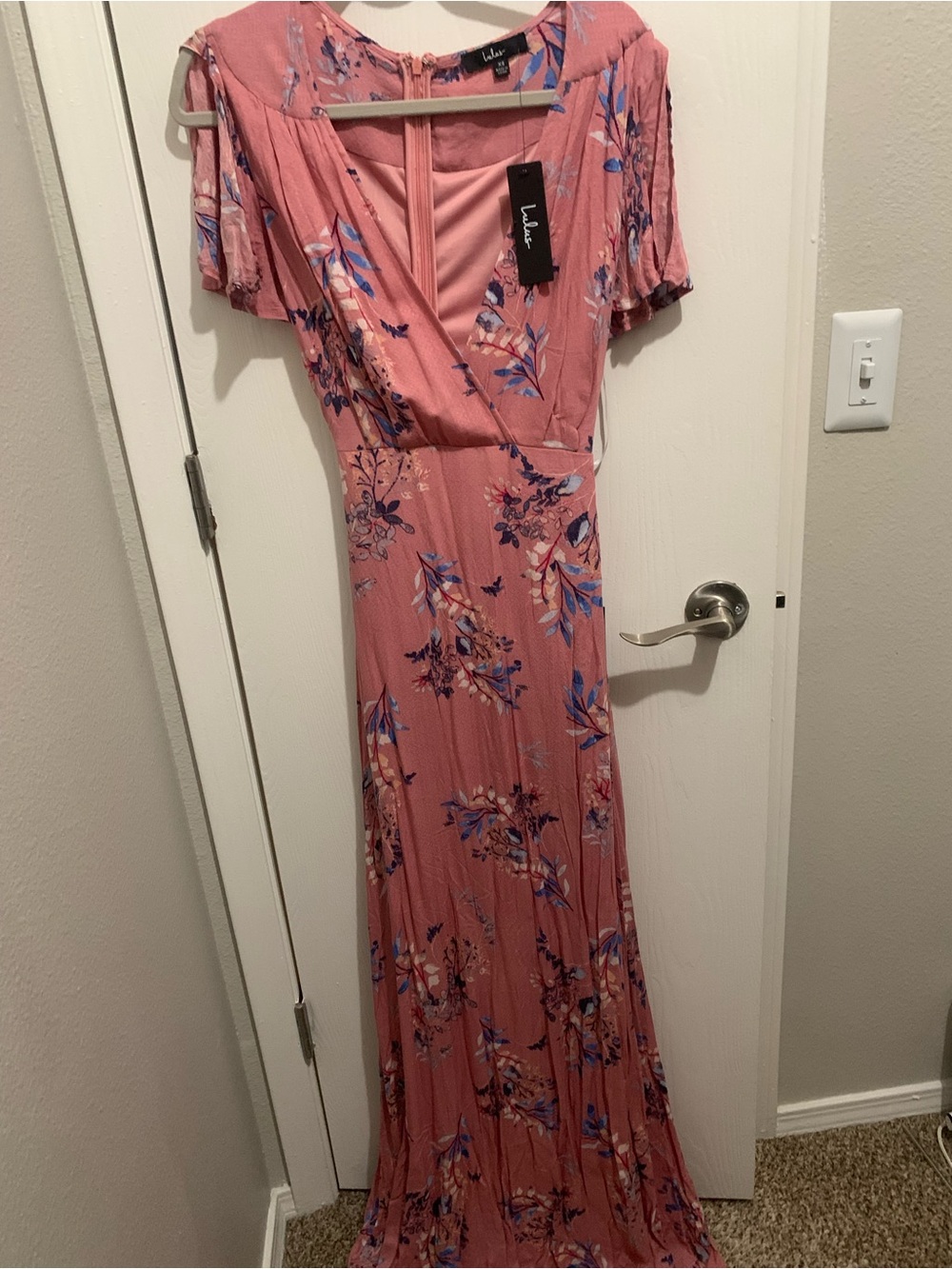 Lulu's Dusty Rose Floral Wrap Maxi Dress